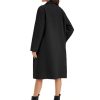 Womens Long Pea Coat Notch Lapel Double Breasted Trench Coat Fall Winter Overcoat Long Jacket