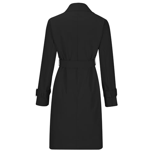Mid Long Trench Coat for Women Double Breasted Classic Lapel Windproof Overcoat Fashion Outerwear with Belt