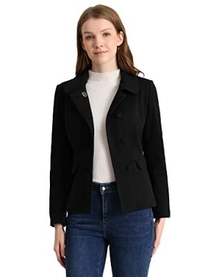 Women's Peter Pan Collar Peacoat Double Breasted Short Coat