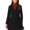 Winter Pea Coats for Women Shawl Lapel Overcoat Single Breasted Belted Long Trench Coat