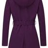 Women's Double Breasted Trench Coats Mid-Length Belted Overcoat Long Dress Jacket with Detachable Hood