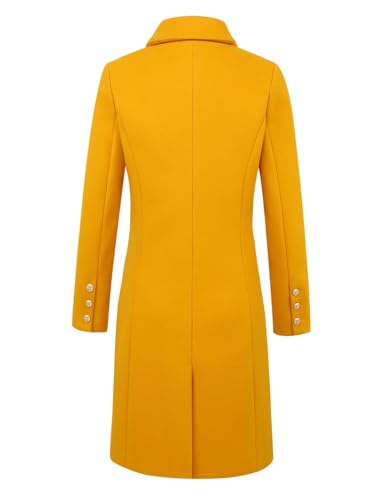 Womens Fall Winter Wool Coats Double Breasted Midi Peacoat Trench Coats