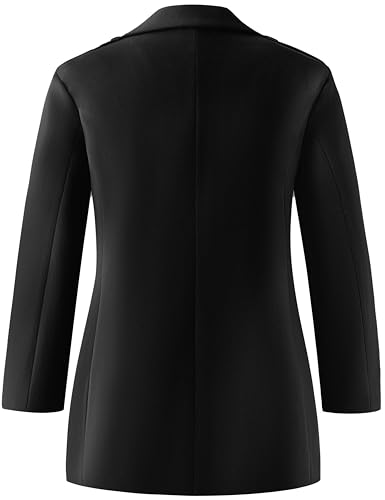 Women's Plus Size Pea coat Oversized Notched Lapel Peacoat Jacket