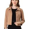Women's Elegant Short Coat Point Collar Single Breasted Slant Pocket Peacoats