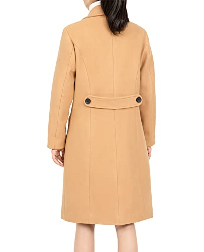 women's Notch Lapel Double Breasted Wool Blend Peacoat Mid-Long Fall Winter Essential Trench Coat