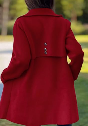 Women's Winter Casual Lapel Collared Single Breasted Wool Pea Coat Elegant Wool Blend Overcoat