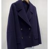 Women Cropped Wool Pea Coats Notched Lapel Double Breasted Crop Woolen Trench Coat Short Jackets with Pockets