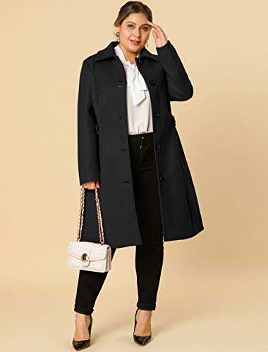 Women's Plus Size Single Breasted Belted Winter Long Coat