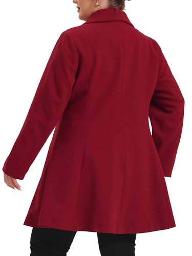 Plus Size Peacoat for Women Elegant A Line Notched Lapel Double Breasted Long Coat