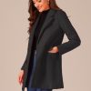 Women's Notch Lapel Double Breasted Belted Mid Long Outwear Winter Coat