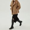 Womens Winter Stand Collar Wool Trench Coat Single Breasted Blazer Jacket Coat Loose Outerwear