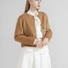 SDEER Women's Short Wool Blend Pea Coats Round Neck Long Sleeve Button Down Jackets Open Front Cropped Coat