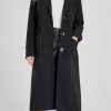 Women's Big Notch Lapel Single Breasted Mid-Long Wool Blend Coat
