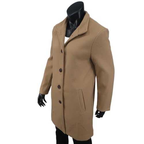 Women's Winter Wool Blend Pea Coat Stand Collar Single Breasted Trench Coat Overcoat