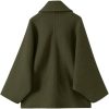 Women's Fall Single Breasted Pea Coat Long Sleeve Turndown Collar Wool Cape Blend Coat with Pockets