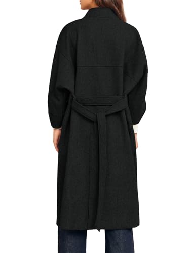Womens Long Pea Coats Oversized Wrap Wool Blend Trench Coats Winter Open Front Cardigan Overcoats
