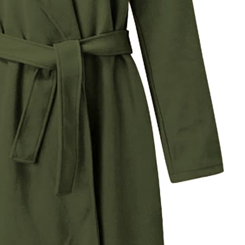 Women's Long Wool Pea Coats with Belt Notched Lapel Trench Coat for Women Fall Winter Warm Overcoat