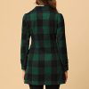 Women's 2025 Winter Notched Lapel Pea Coat Classic Buffalo Checks Double Breasted Plaid Coat