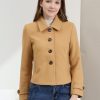 Women's Turn Down Collar Long Sleeve Single Breasted Outwear Winter Pea Coat