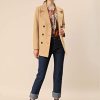 Women's Winter Coats Long Sleeve Lapel Mid-thigh A-Line Outerwear Double Breasted Pea Coat