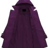 Women's Double Breasted Trench Coats Mid-Length Belted Overcoat Long Dress Jacket with Detachable Hood