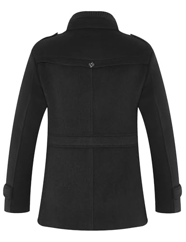 Men's Pea Coat Wool Jacket Windbreaker Single Breasted Winter Coat
