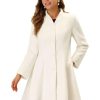 Women's Single Breasted Coat A Line Mid-Long Peacoats Outerwear Winter Coats