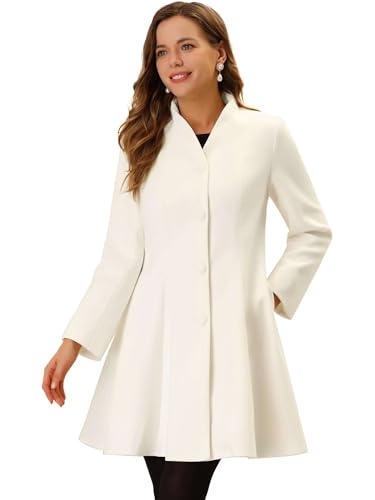 Women's Single Breasted Coat A Line Mid-Long Peacoats Outerwear Winter Coats