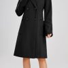 Women's Basic Essential Double Breasted Mid-Long Wool Blend Pea Coat