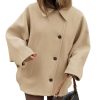 Womens Pea Coats Classic Notch Lapel Single Breasted Oversized Fall Winter Jackets Outerwear