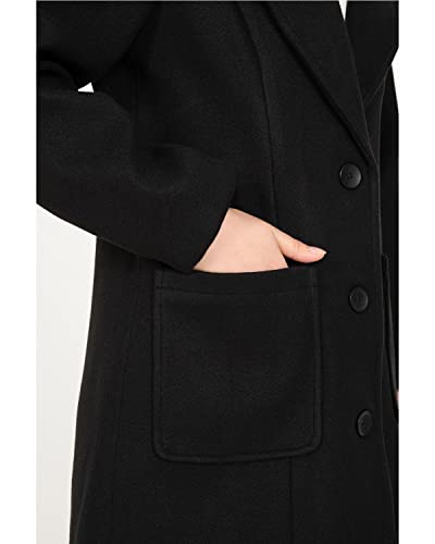 Women's Wool Blend Pea Coat Notch Lapel Single Breasted Classic Winter Long Wool Trench Coat