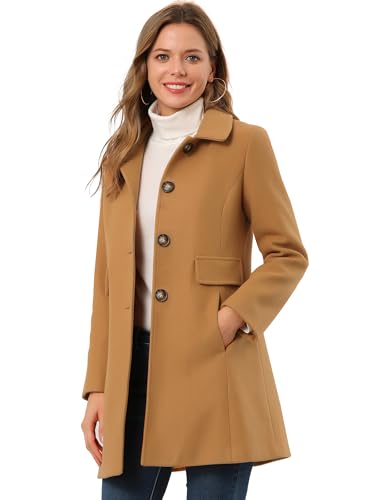 Women's 2024 Coat Winter Vintage Single Breasted Long Peter Pan Collar Overcoat