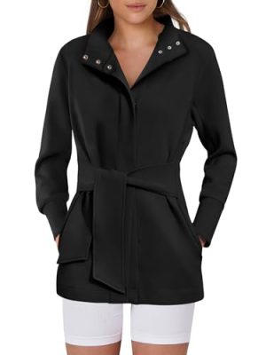 Women's Jacket Belted Long Sleeve Wrap Trench Coat 2025 Fall Winter Casual Dressy Travel Outerwear with Pockets