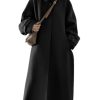 Women's Winter Hidden Single Breasted Wool Coat Raglan Sleeve Business Long Wool Overcoat
