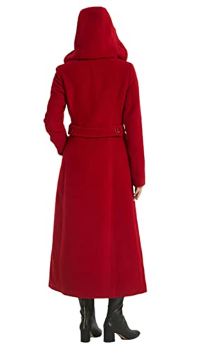 Women's Double Breasted Maxi Long Winter Wool Trench Coat Hooded Thick Warm Overcoats