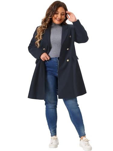 Womens Plus Size Winter Pea Coat Double Breasted Notch Lapel Long Trench Coats Jackets Trendy Dressy 2025