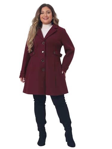 Plus Size Coat for Women Single Breasted Notched Lapel Elegant Winter Long Coat