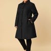 Women's Plus Size Single Breasted Belted Winter Long Coat