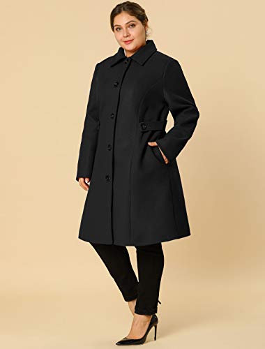 Women's Plus Size Single Breasted Belted Winter Long Coat