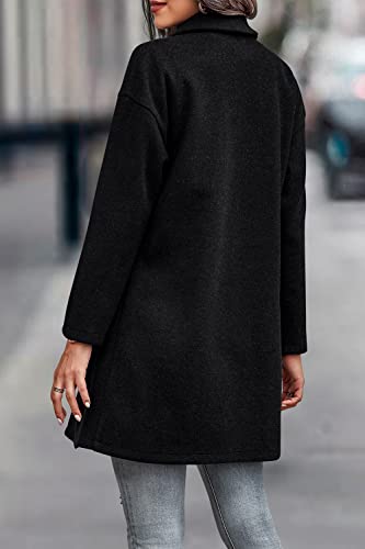 Women Plaid Shacket Jacket Trendy Fall Casual Button Wool Blend Tartan Trench Coat Winter Clothing with Pockets