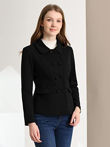 Women's Peter Pan Collar Peacoat Double Breasted Short Coat