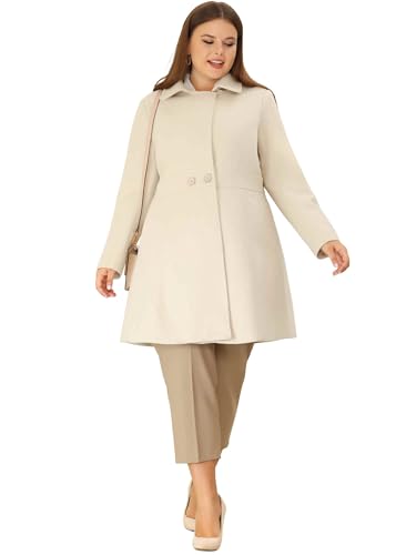 Plus Size Peacoat for Women Winter Notched Lapel Single Breasted Elegant Long Trench Coats Jacket
