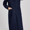 Women's Big Notch Lapel Single Breasted Mid-Long Wool Blend Coat