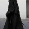 Women's Winter Hidden Single Breasted Wool Coat Raglan Sleeve Business Long Wool Overcoat