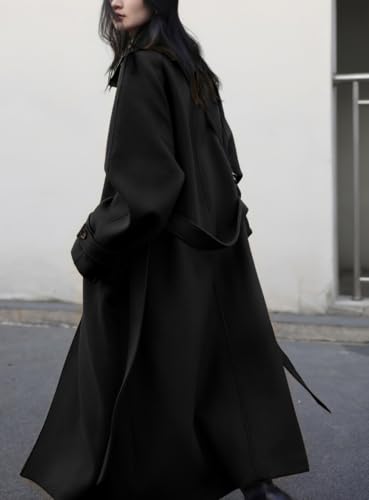 Women's Winter Hidden Single Breasted Wool Coat Raglan Sleeve Business Long Wool Overcoat