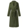 Women's Long Wool Pea Coats with Belt Notched Lapel Trench Coat for Women Fall Winter Warm Overcoat