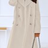 Women's Winter Jacket Double-Breasted Wool Blend Warm Long Trench Coat