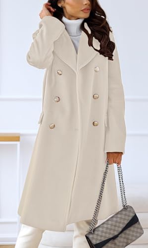 Women's Winter Jacket Double-Breasted Wool Blend Warm Long Trench Coat