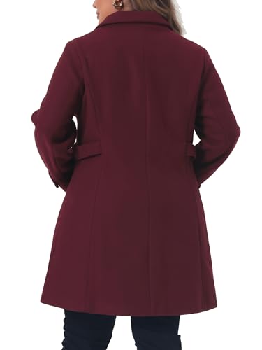 Plus Size Coat for Women Single Breasted Notched Lapel Elegant Winter Long Coat
