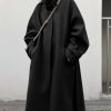 Women's Winter Hidden Single Breasted Wool Coat Raglan Sleeve Business Long Wool Overcoat